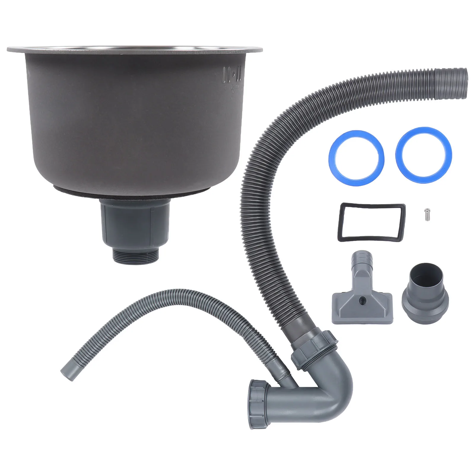 

Mini Round Kitchen Sink Stainless Steel Bar Basin with Drainpipe Fitting 30cm Diameter Kitchen Sink Mini Sink