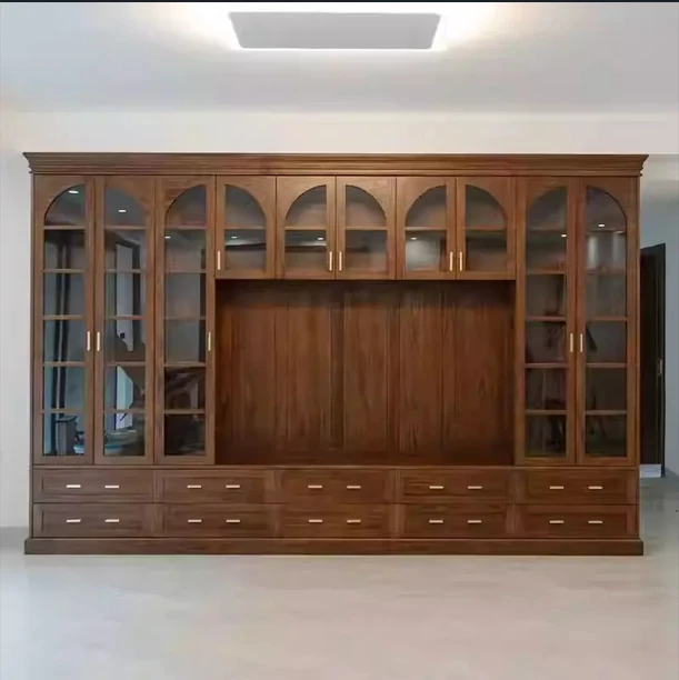 

dq-Solid Wood Whole House Customization - Black Walnut Mid-Century Modern TV Stand, Bookcase, Wardrobe%