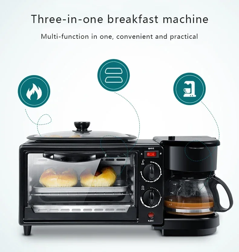 Caffettiera multifunzione Padella Mini Forno 3 in 1 Macchina per la colazione elettrica