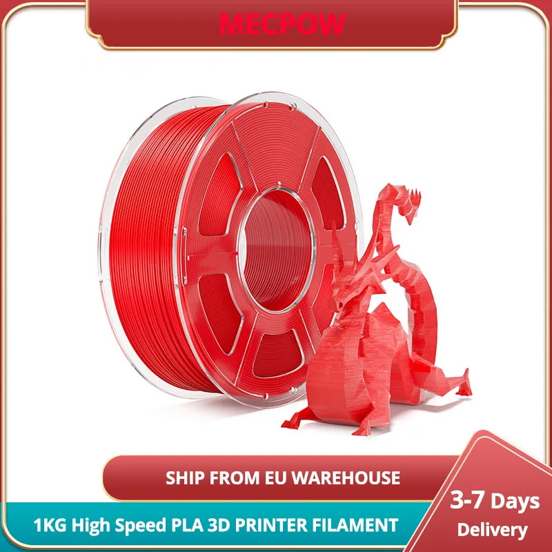 Mecpow 1KG hoge snelheid PLA 3D-PRINTER FILAMENT 50-600 mm/s, 190-260 ° C-temperatuur, diameter 1,75 mm ± 0,02 mm