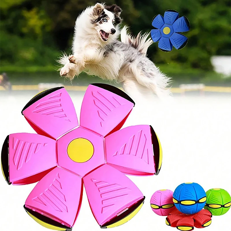 Pet Dog Toys Flying Saucer Ball Magic Deformation UFO Toys Outdoor Sports Dog Training Equipment Sports Balls