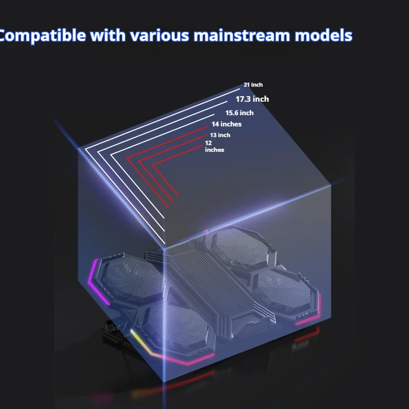 Quiet and Silent 6 Fans Multi size Compatible Laptop Heat Sink Support RGB Light Heat Sink Desktop Shelf