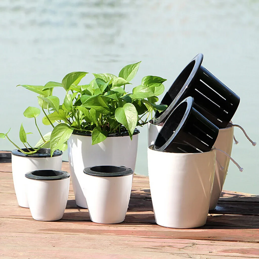 

Absorbent plastic pots green plants hydroponic Lazy Flower Pot Automatic Water Absorption Plastic Pot Green Plant Water Culture