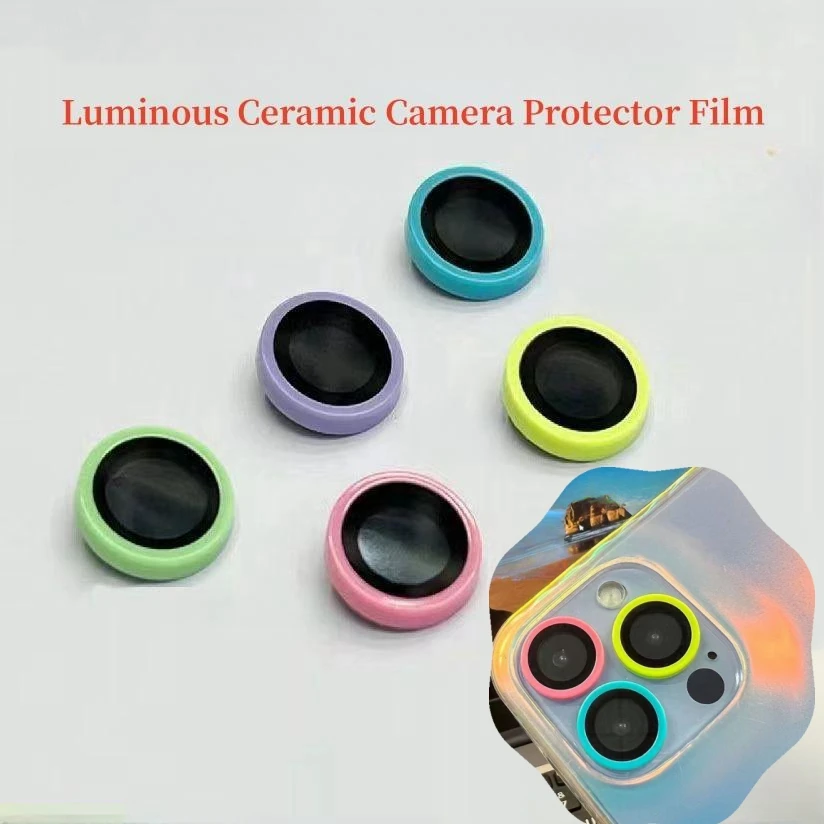 Luminous Ceramic Camera Protector Film For IPhone 16 15 14 16 Pro Max 14 Plus 16 Plus 16Pro Lens Ring Tempered Glass Glowing Cap