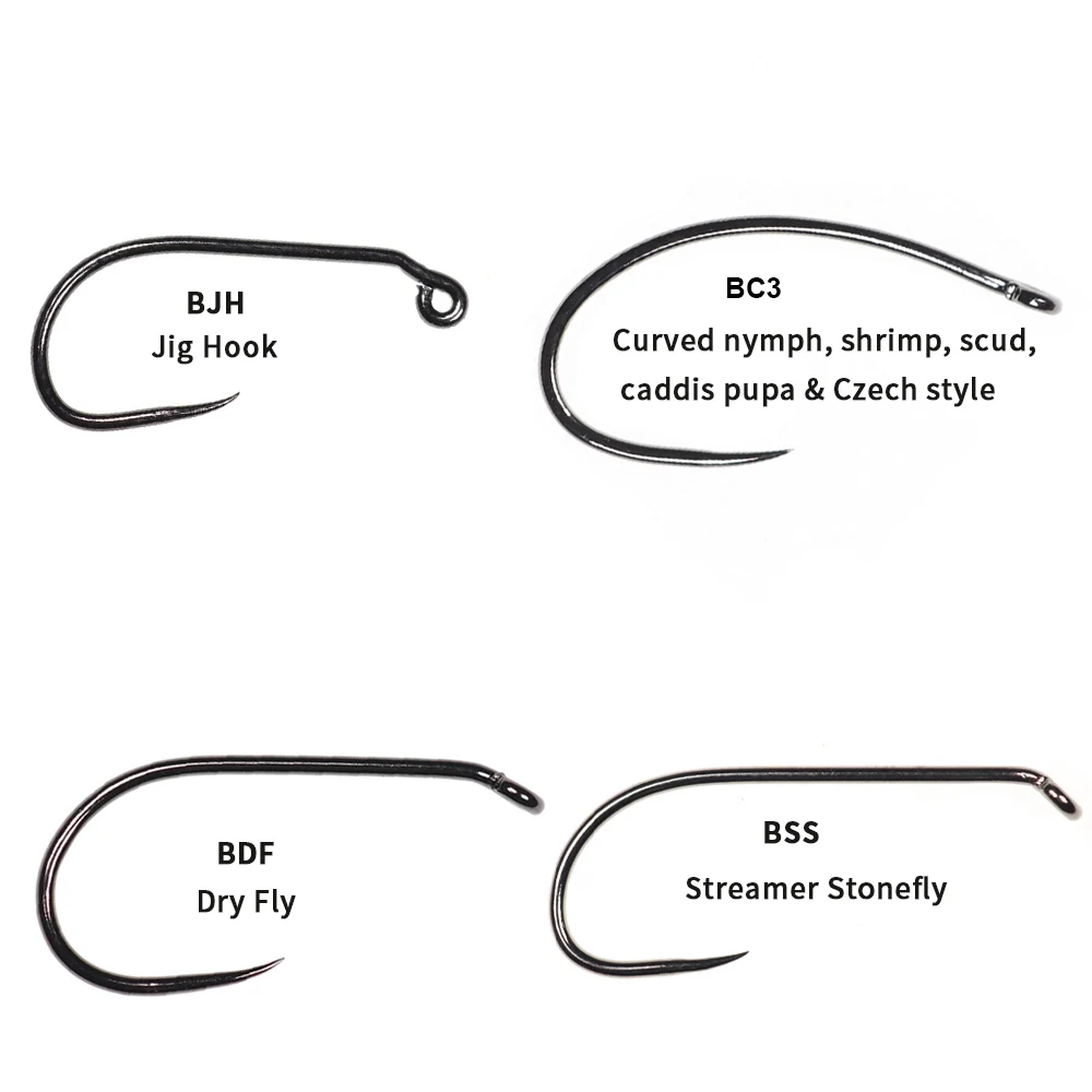 50 Stück # 4~ # 20 Widerhakenlose Fliegenhaken für Nymphen, Caddis, Puppen, Eierfliegen, Trockenfliegen, Nassfliegen, Jig-Nymphen, Streamer-Fliegen und zum Fliegenbinden