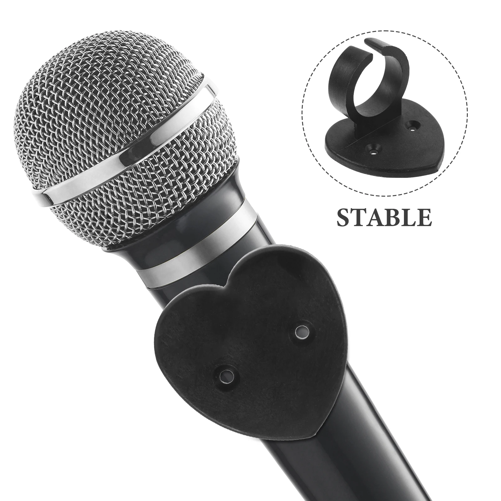 

3 Pcs Heart-shaped Microphone Wireless Clips Holder Plastic Support Mount Adhesive Stand Microphones