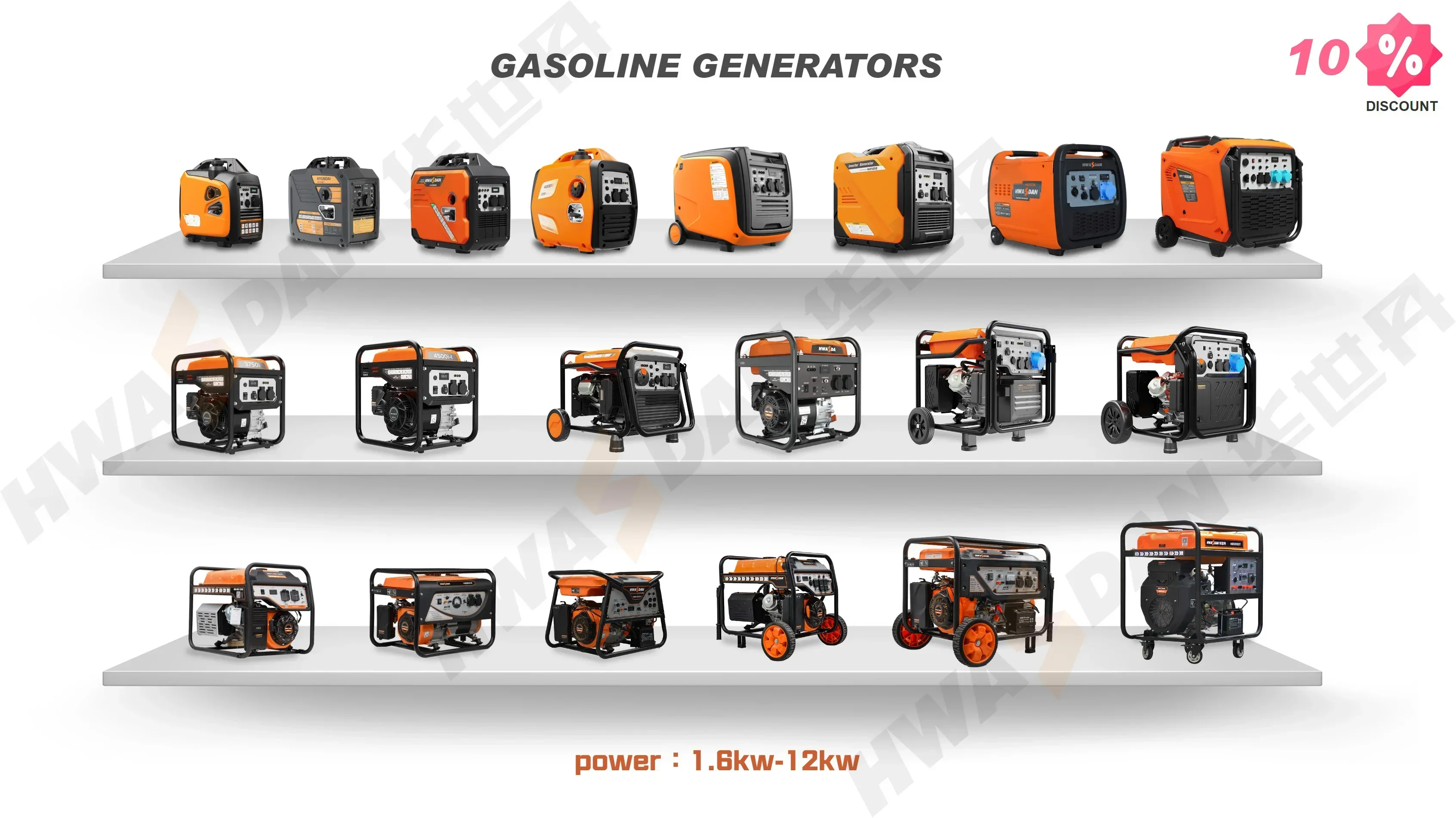 Hwasdan 10kw HondaModel Inverter Generator 9000W 10000 Watts 10kva 120 220 240 380 Volt  3 Phase Inverter Generators