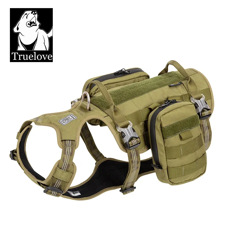 TRUELOVE Pet Harness Bag High Tactical Training Military Backpack Service Dog Harness Waterproof Fabric Hiking Training YH1806