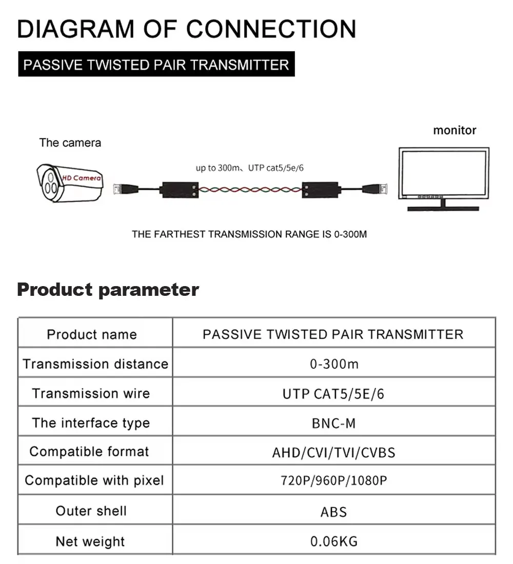 Imagem -06 - Twisted Bnc Cctv Video Balun Transceptores Passivos Utp Balun Cat5 Ahd Cvi Tvi Pcs Pares