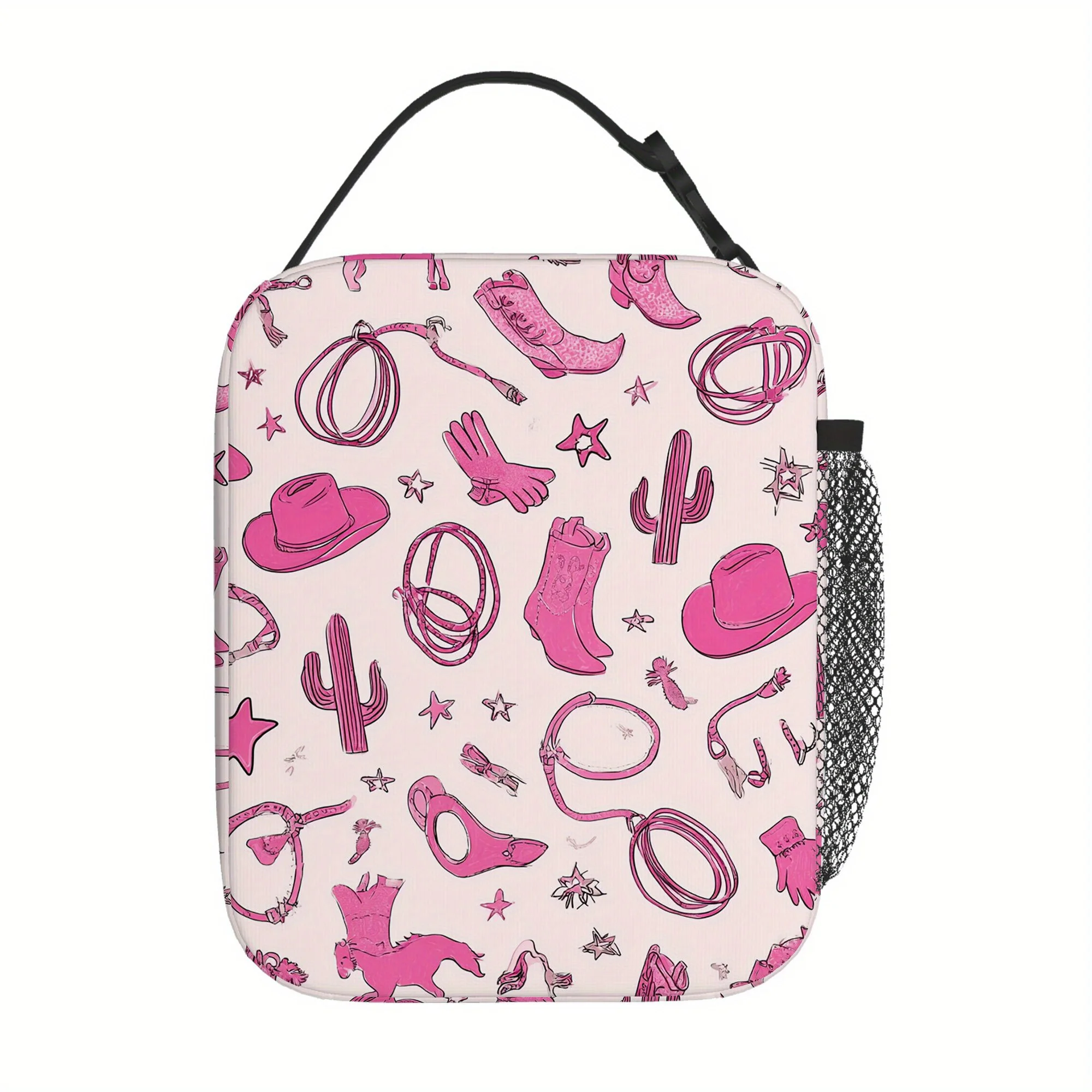 1pc Pink Cowboy-Themed Artwork. A Printed Thermal Bag That Is Insulated And Designed for Non-Food Contact, Ideal for Home, Resta