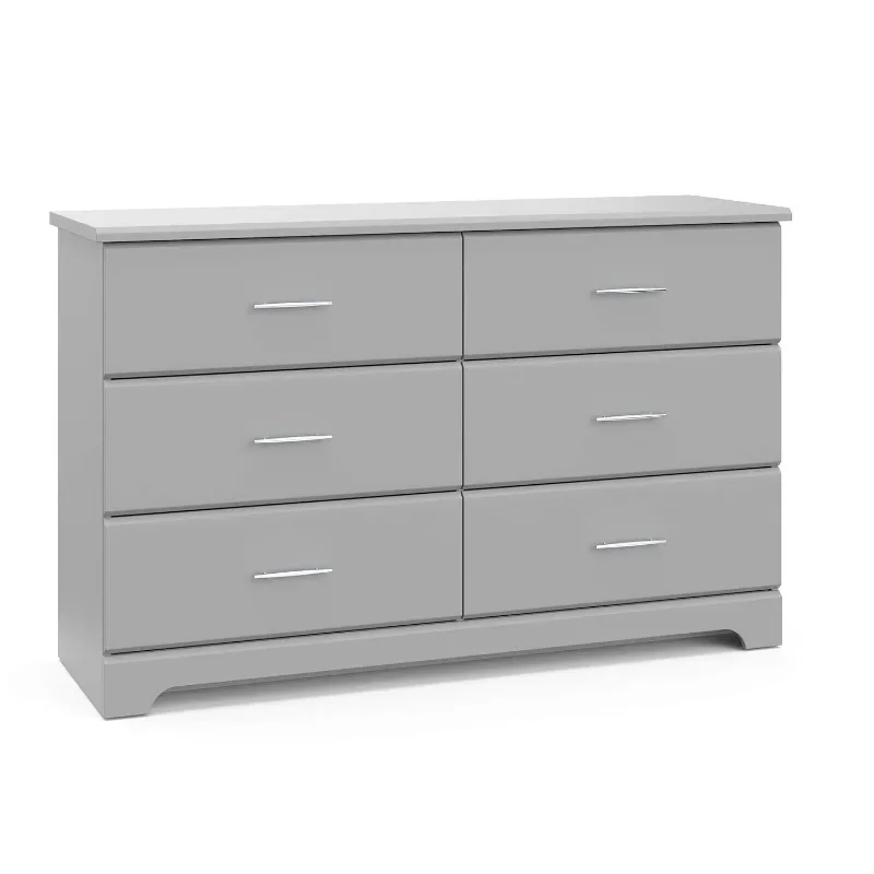 

Brookside 6 Drawer Double Dresser (Pebble Gray) – GREENGUARD Gold Certified, Easy-to-Match Double Dresser for Nursery