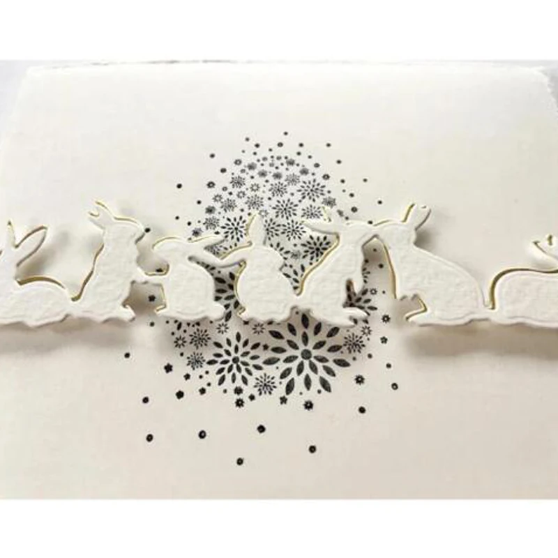 A row of rabbits Cutting Dies Cut Stencils for DIY Scrapbooking Photo Album Decorative Embossing Paper Dies for Card Making Temp