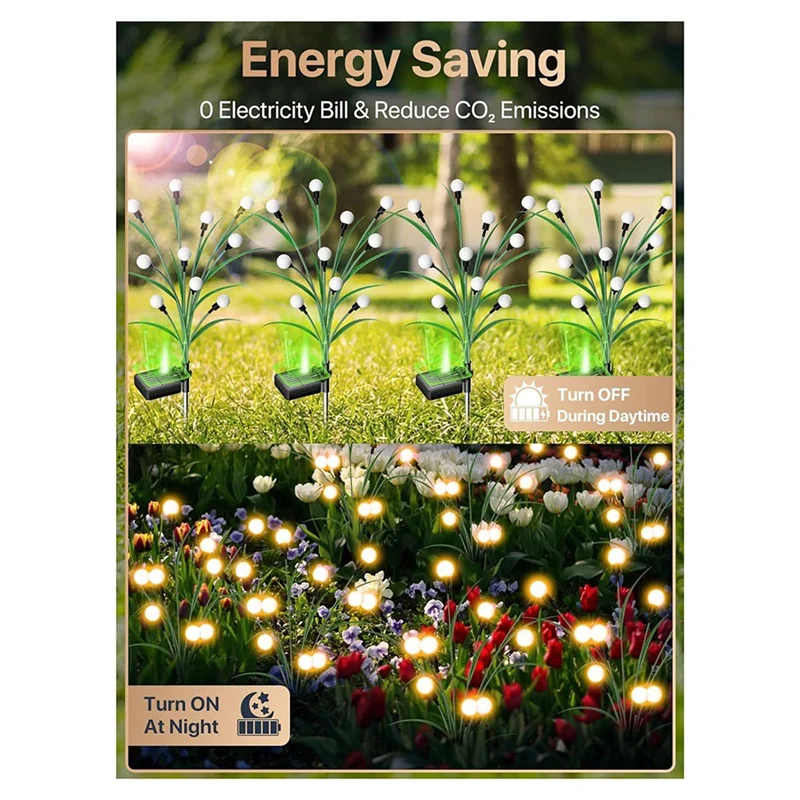 A93E-Solar Garden Lights 2 Pack 2 Lighting Modes Waterproof Firefly Light Outdoor Swaying Light