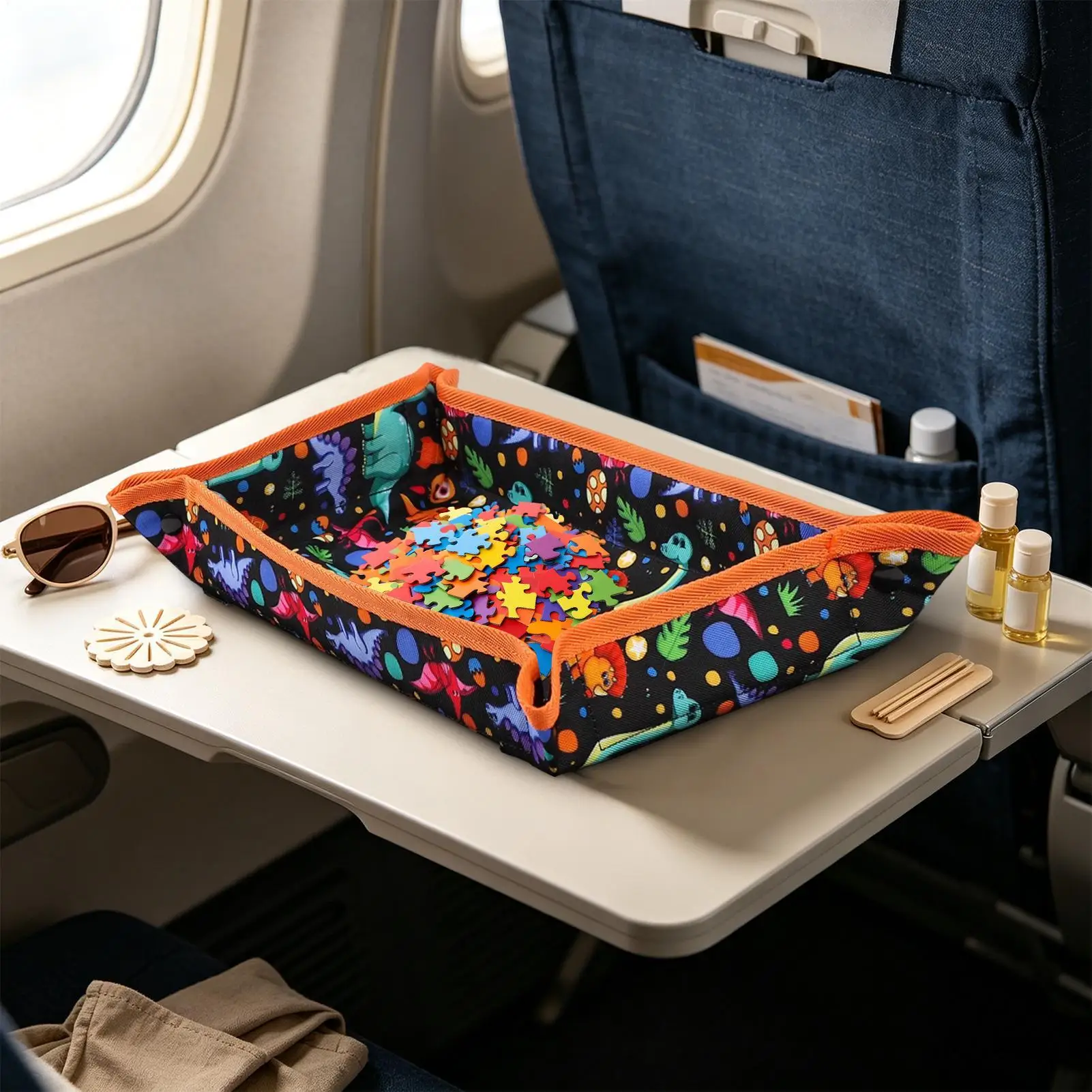 Airplane Tray Table Cover Portable Waterproof Cartoon Pattern With Pocket Kids Tray Table Cover For Boys And Girls Eating Games