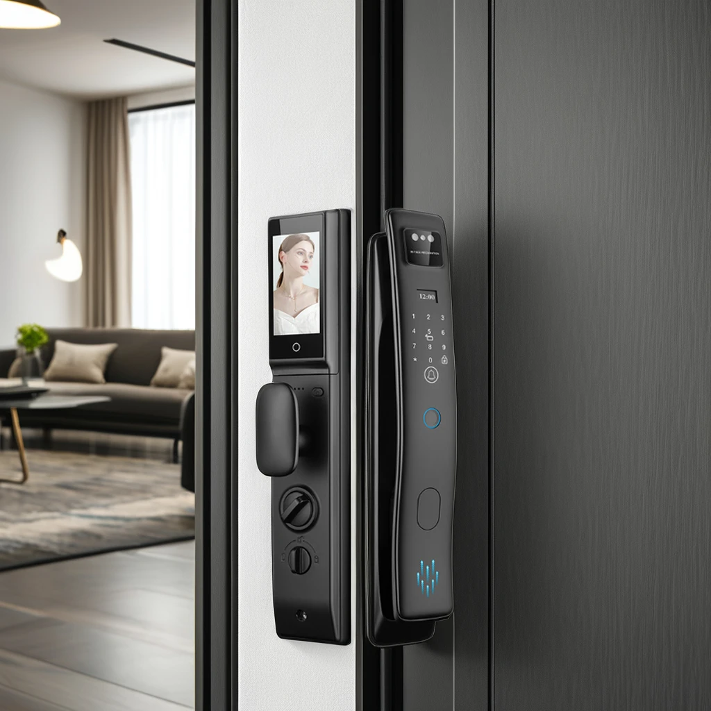 ビジュアルインターホン指紋パスワードWifiインテリジェント顔認識ホームドアロックカメラ付き