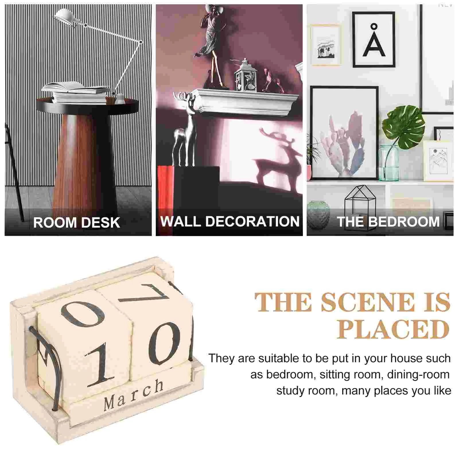 Calendar Decor Wooden Perpetual Desk Living Room Decoration Decorations Countdown Office