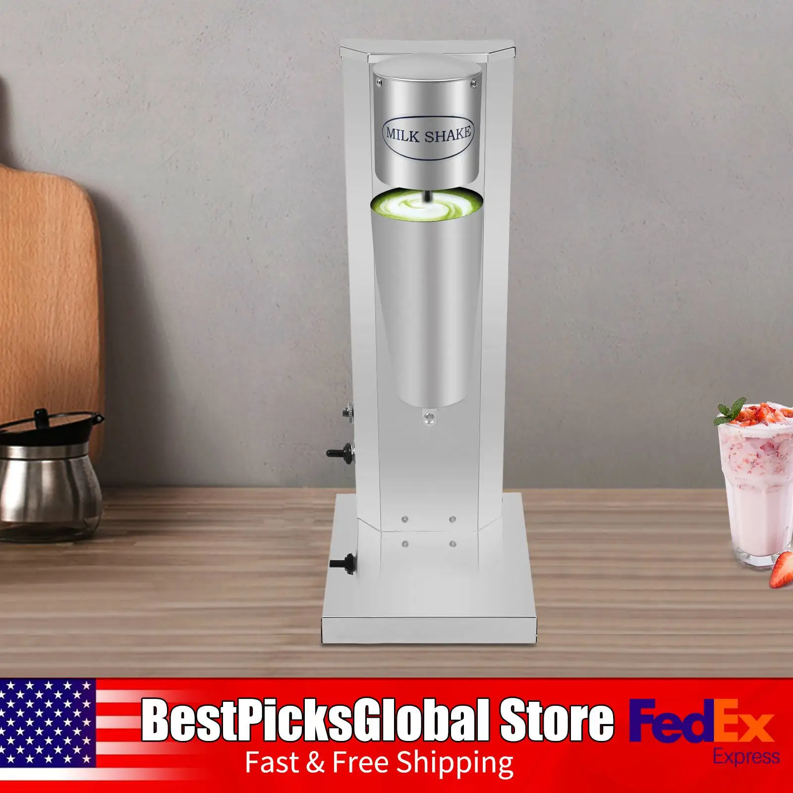 

Milkshake Maker Machine, 180W Milk Shaker Mixer with Cup, 16000 RPM, 2-Speed Settings for Cocktails, Home Bar Cafe, 110V