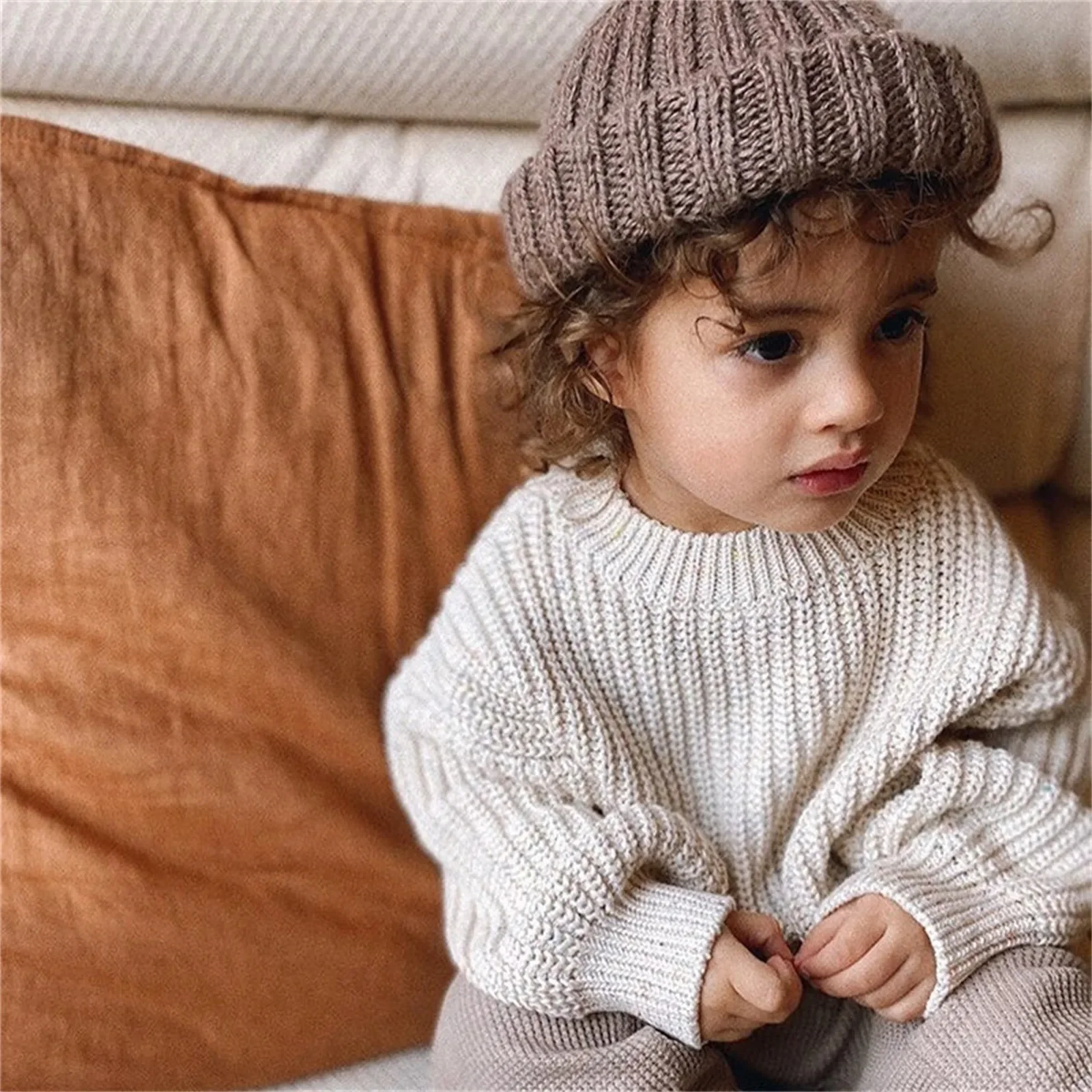 For 6Month to 6Y Baby Boys Girls Knit Sweater Autumn Clothes Toddler Infant Knitwear Soft Winter Long Sleeve Pullover Sweatshirt