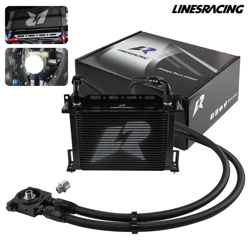 Black LR AN10 25 Row Oil Cooler Kit+73 Degree Thermostat Sandwich Plate kit M20×1.5 & 3/4