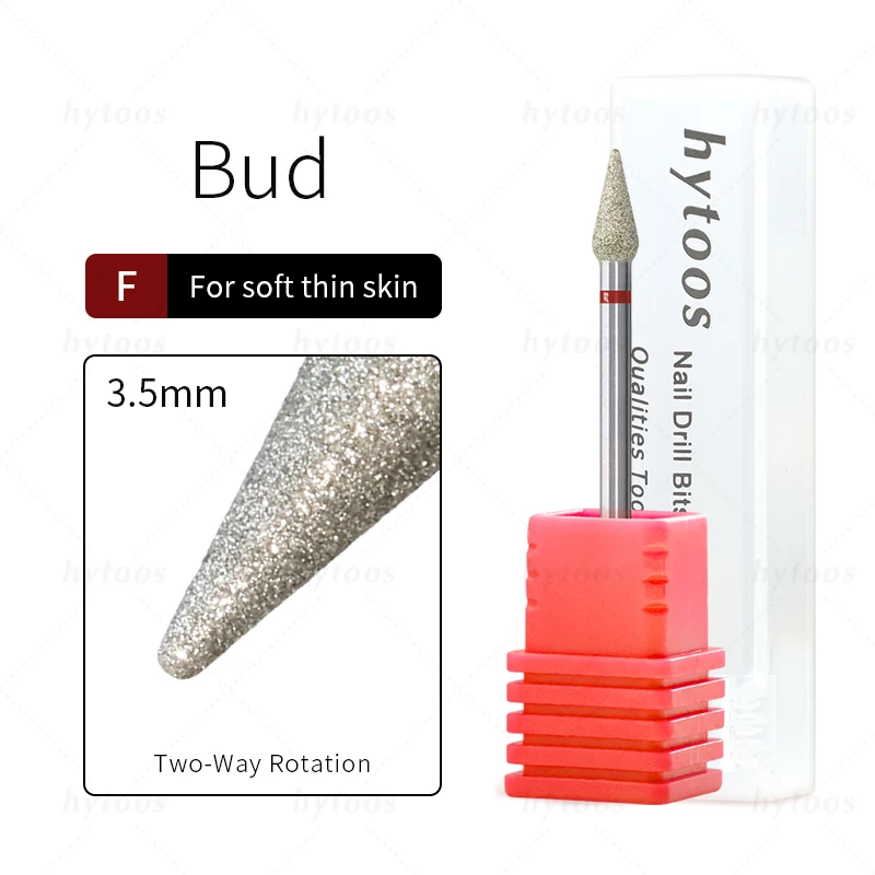 HYTOOS Bud Cuticle Nail Drill Bits Professional Diamond Russian Nail Bit Safety Under Nail Dead Skin Cleaner Pre-treatment Tools