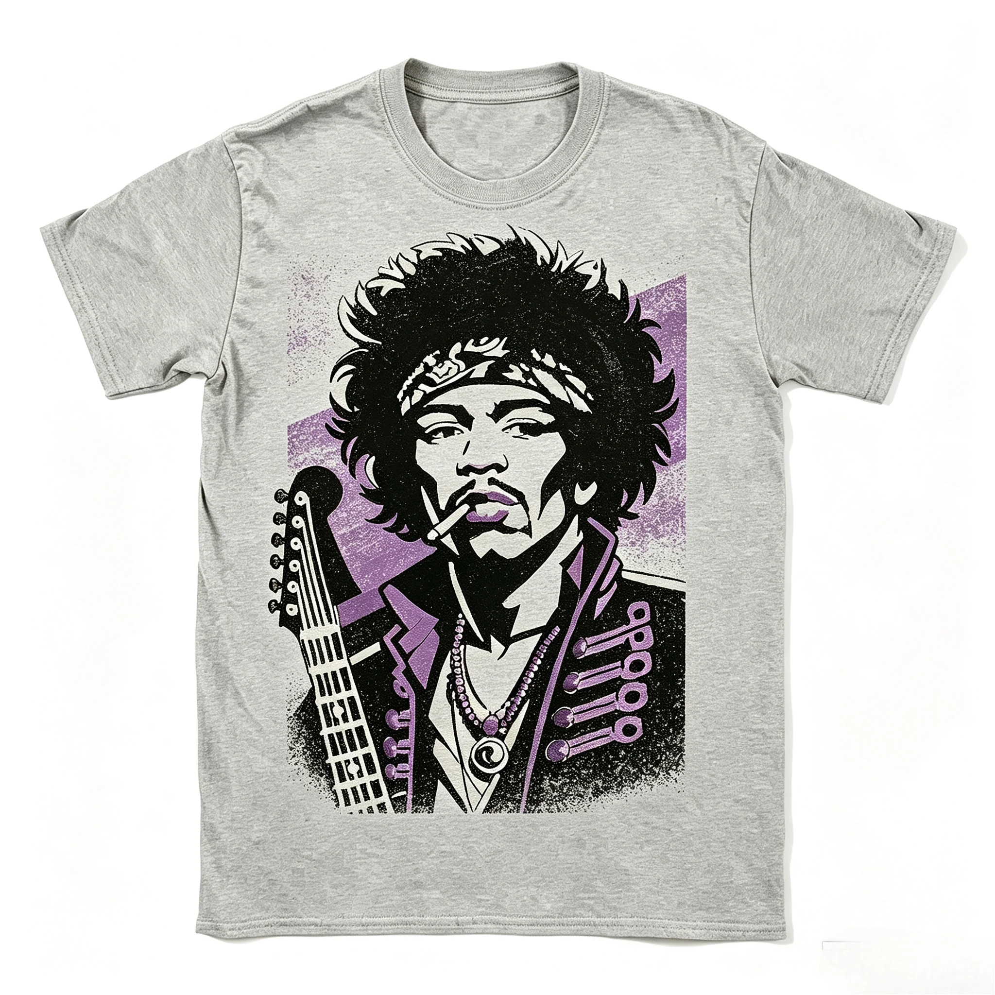 Men's T‑shirt Vintage Rock Guitar Musician Portrait Graphic Print Soft Cotton Retro Blues Street Daily Casual Tops Men Clothing