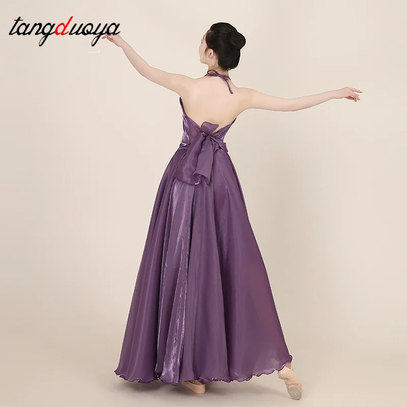 여성용 단색 롱 스커트 반길이 스커트 반짝이는 진주 광택 롱 클래식 댄스 스커트 넓은 밑단 벨리댄스 스커트