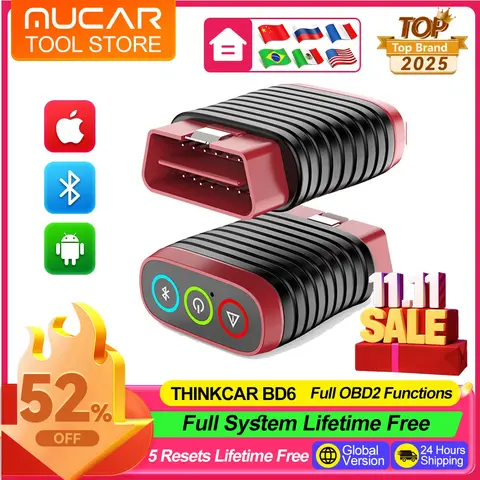 Thinkcar BD6 OBD2 Scanner Full System Diagnostic Tool 5 Reset Lifetime Free Wireless Car Code Reader For Android Iphone VS BT200