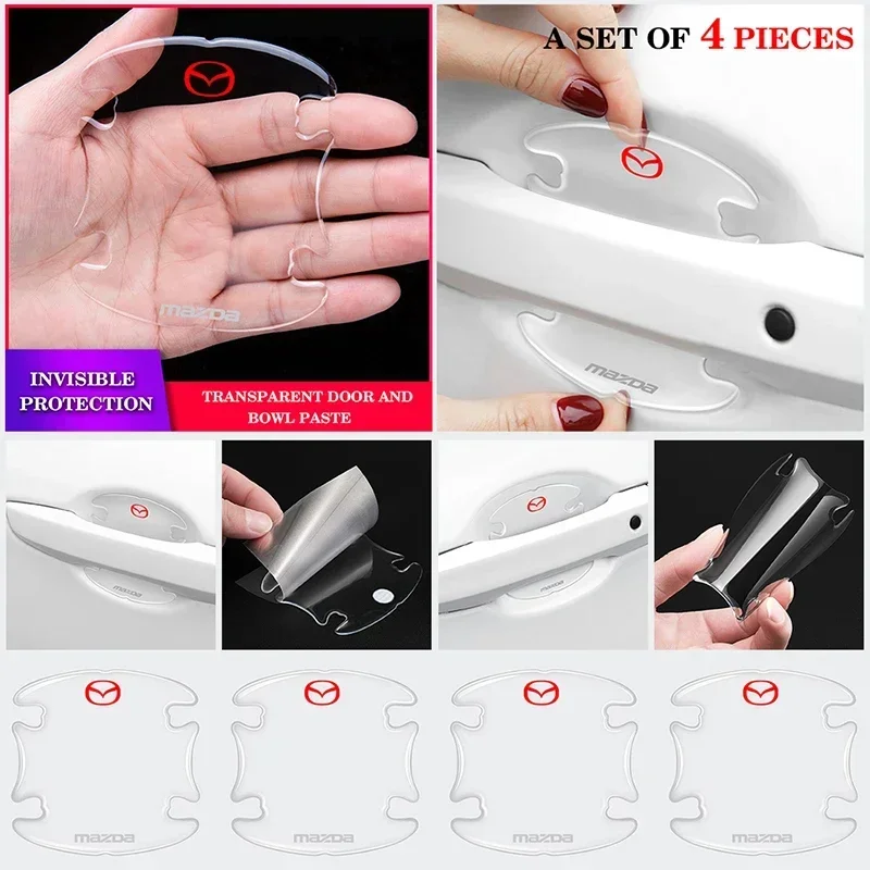 8pcs Car Door Side Handle Protective Strip Stickers for Mazda 3 6 Atenza Axela Speed CX7 CX5 CX9 CX30 RX8 RX7 MX3 MX5