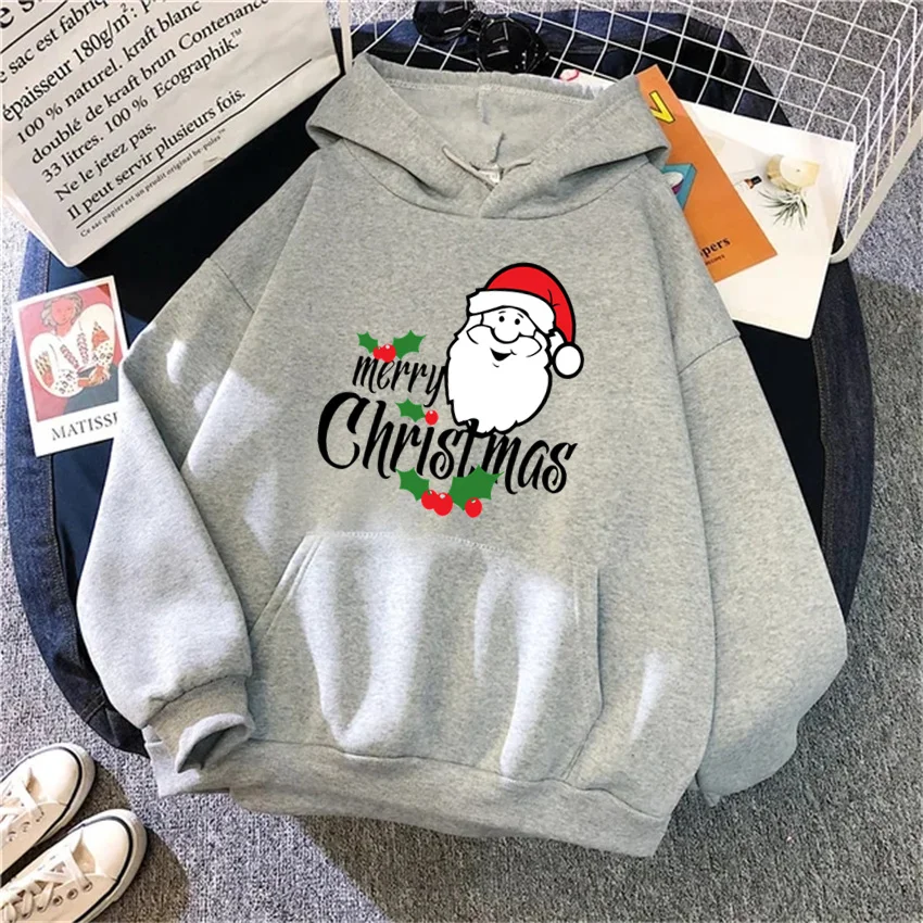 Fashion Womens Hoodie Santa Claus Printed Funny Hoodies Women Streetwear Pullover Harajuku Sweatshirt Oversized Clothes Unisex