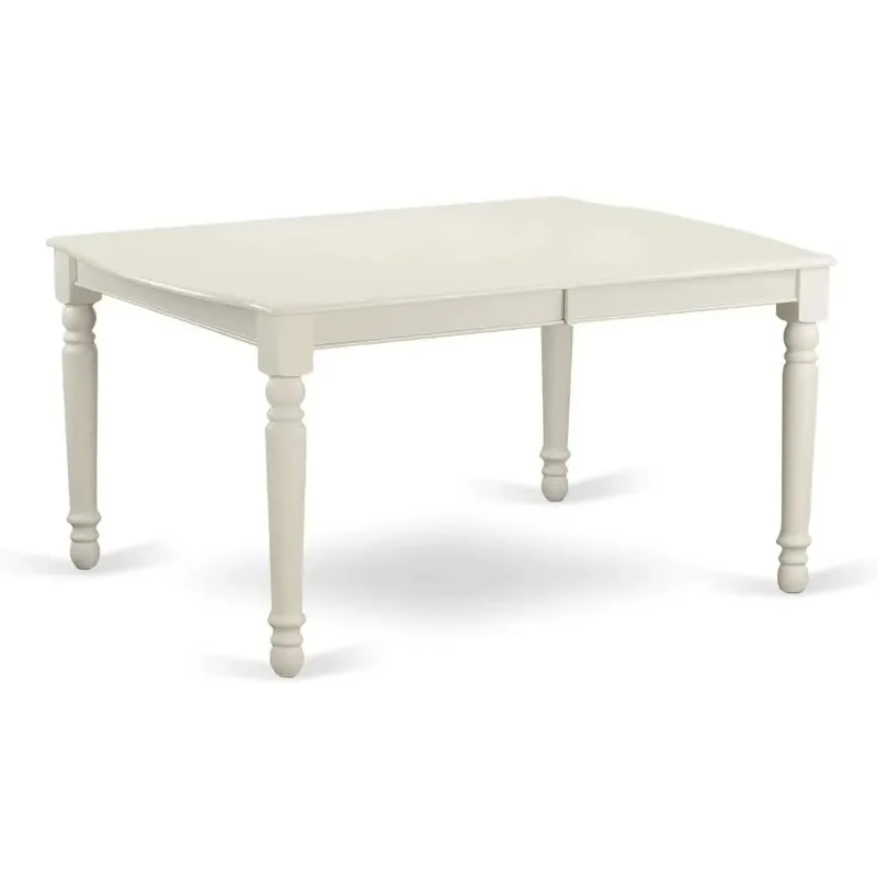 [أفضل بائع! تشتمل مجموعة طاولات الطعام الحديثة المكونة من 9 قطع على طاولة خشبية مستطيلة مع أوراق فراشة و8 بارسونز من قماش الكتان الكريمي