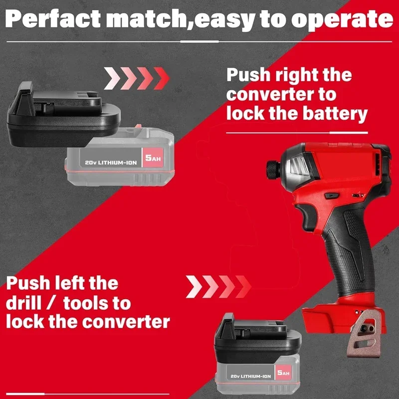 Cordless Drill Tool Battery Adapter for Bauer 20V Li-Ion Batteries to Dewalt/Makita/Milwaukee 18V 20V Batteries