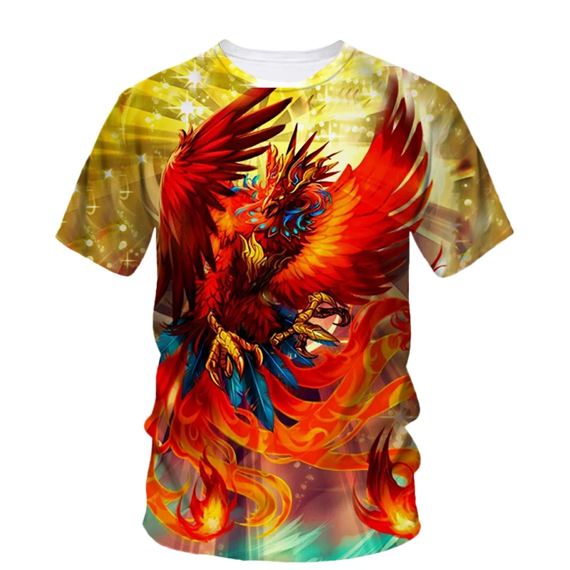 Summer Fashion New Phoenix Graphic T Shirts For Unisex Trendly Men Casual Fun Harajuku Printed Round Neck Short Sleeve Tees Tops