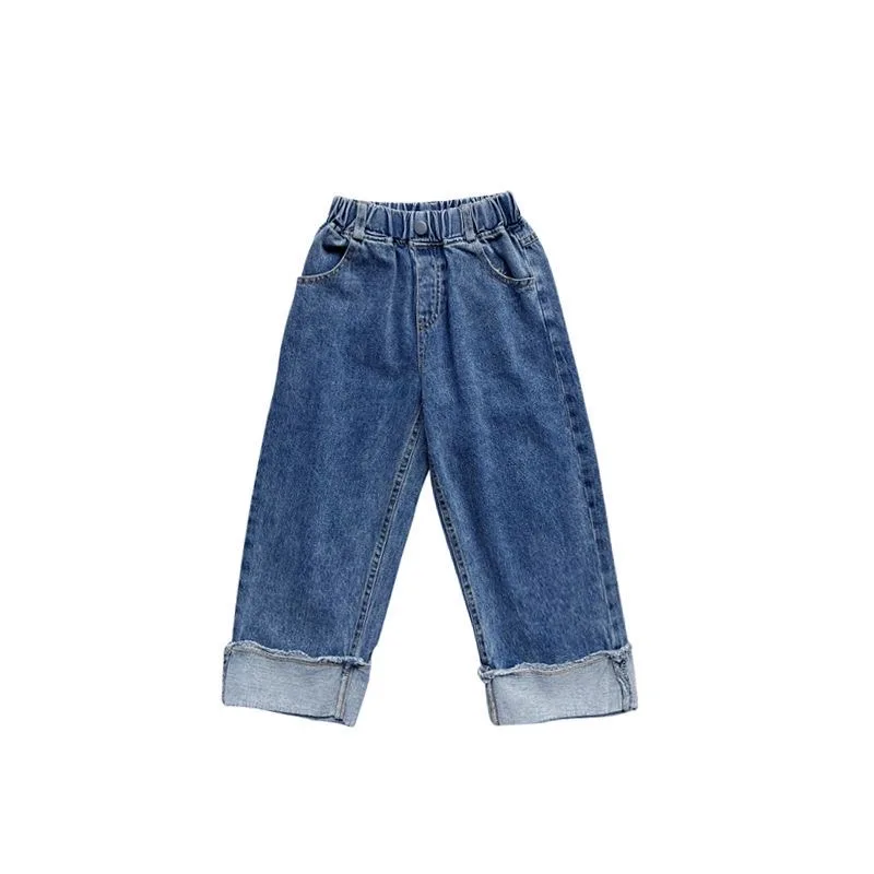 Jeans a gamba larga per bambini primavera estate Jeans larghi e sottili per ragazzi e ragazze Pantaloni casual alla moda per bambini