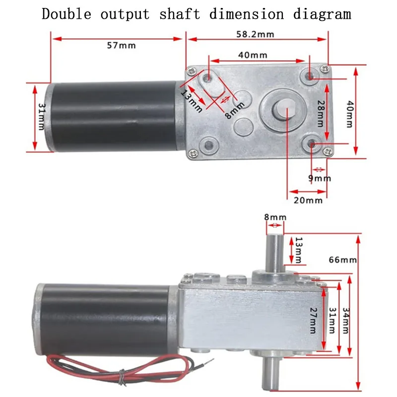 5840-31ZY Turbine Worm Reducer Motor DC 12V 24V 7RPM~470RPM Speed Adjustable DC Gear Motor Self-locking High Torque