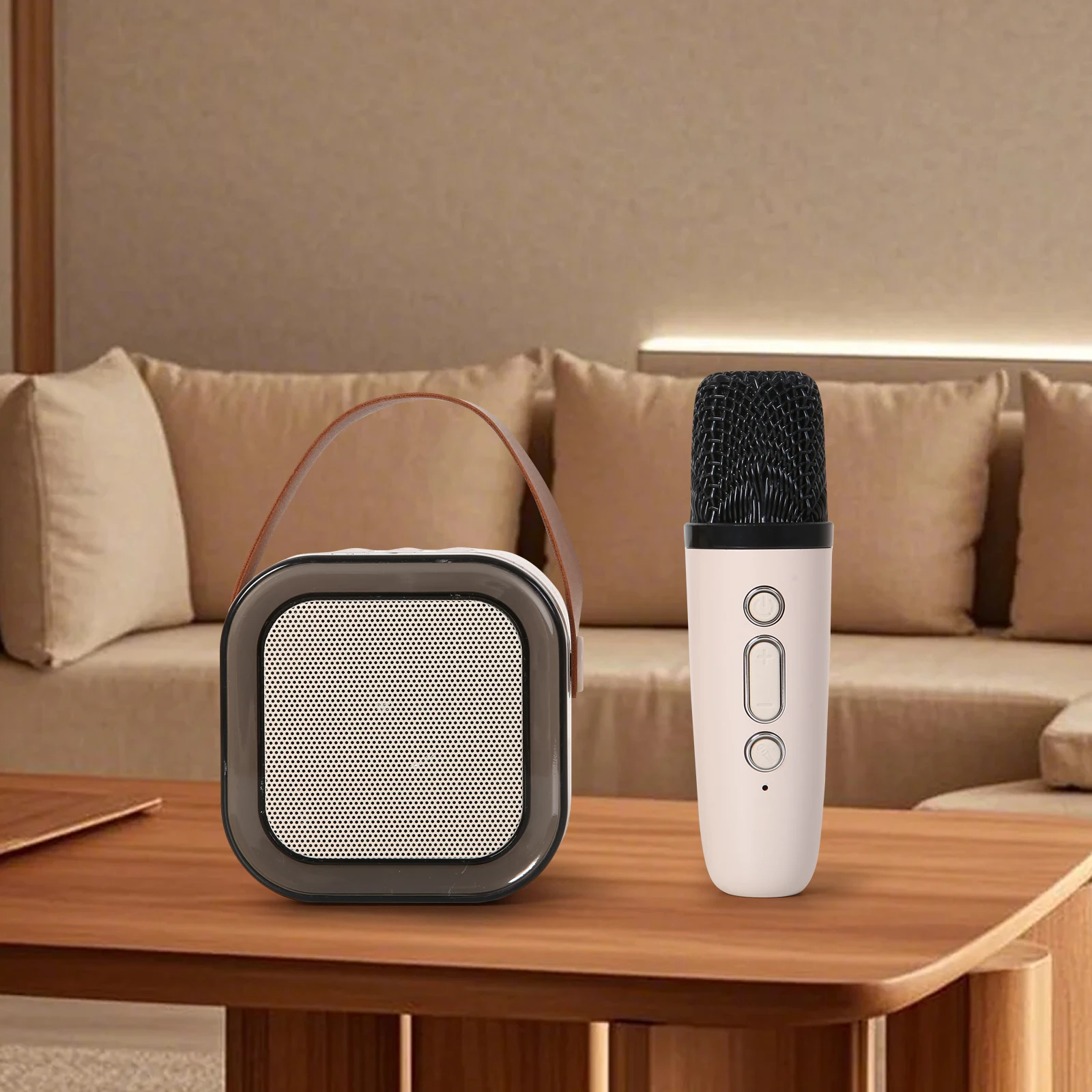 مجموعة واحدة من مكبر صوت كاريوكي بلوتوث محمول مع 2 ميكروفونات لاسلكية للأطفال والكبار للاستخدام المنزلي والأنشطة الخارجية