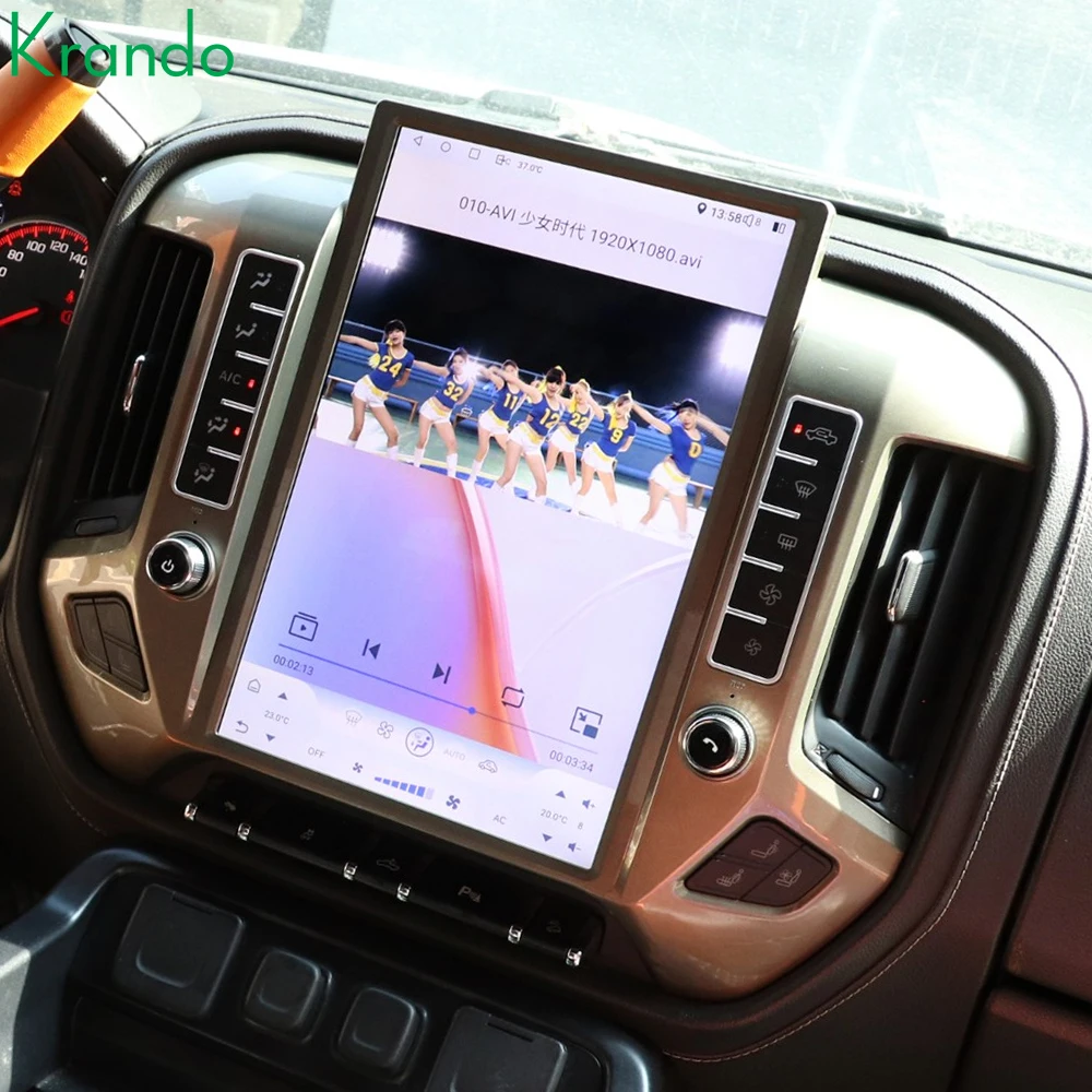 Krando 12.3'' Linux Digital Cluster Instrument Cockpit And Android Car Radio for Chevrolet Silverado GMC Sierra 2013 - 2020
