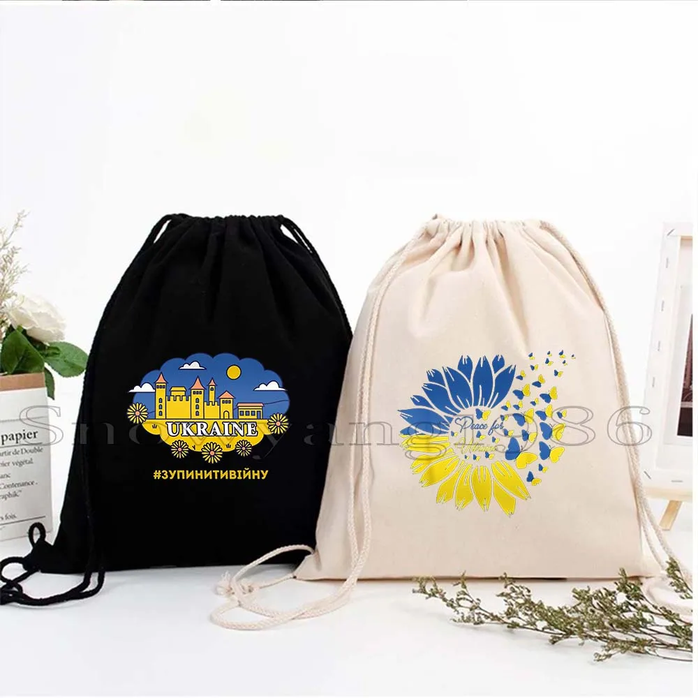 

Floral Patriotic Gifts Sunflower Flag Vintage Love Heart Canvas Drawstring Backpack Sports Gym Sackpack String Bags for Running