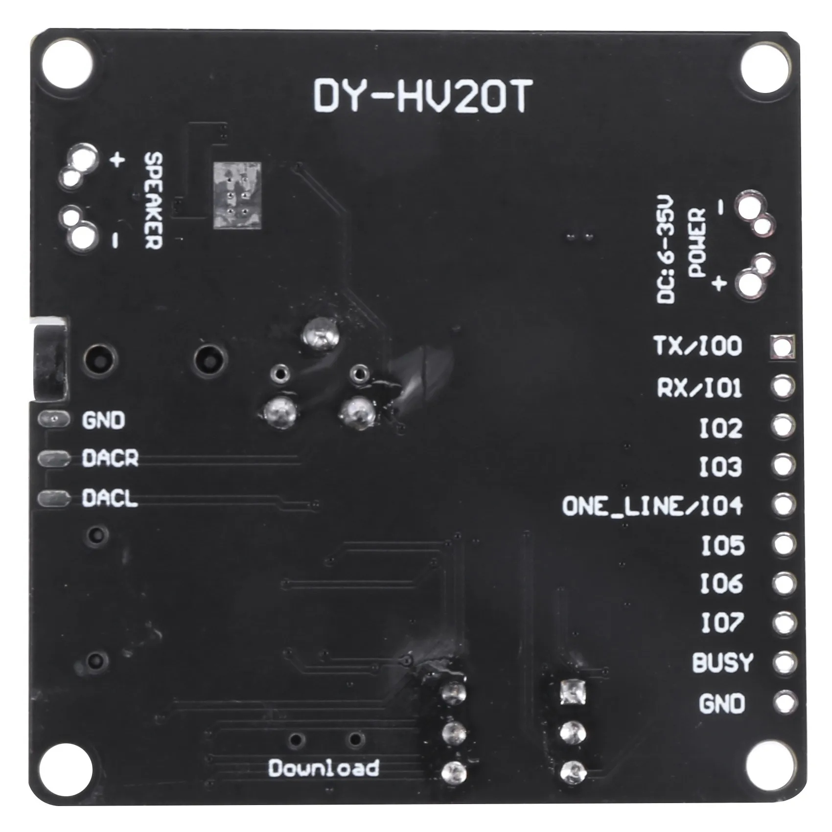 Moduł odtwarzania głosu Stylish-DY-HV20T 12V/24V, zasilacz 10W/20W, obsługa kart Micro-SD, odtwarzacz muzyki MP3 dla Arduino