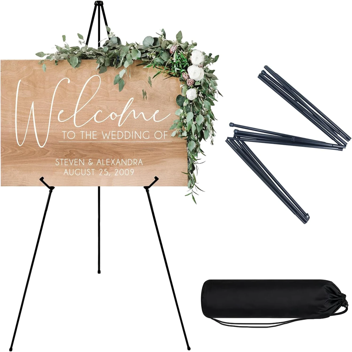 Adjuetable Tripod Easel Portable Metal Easel Wedding Sign Tripod Easel Stand for Posters,Foam Boards,Party,Painting Art Displays