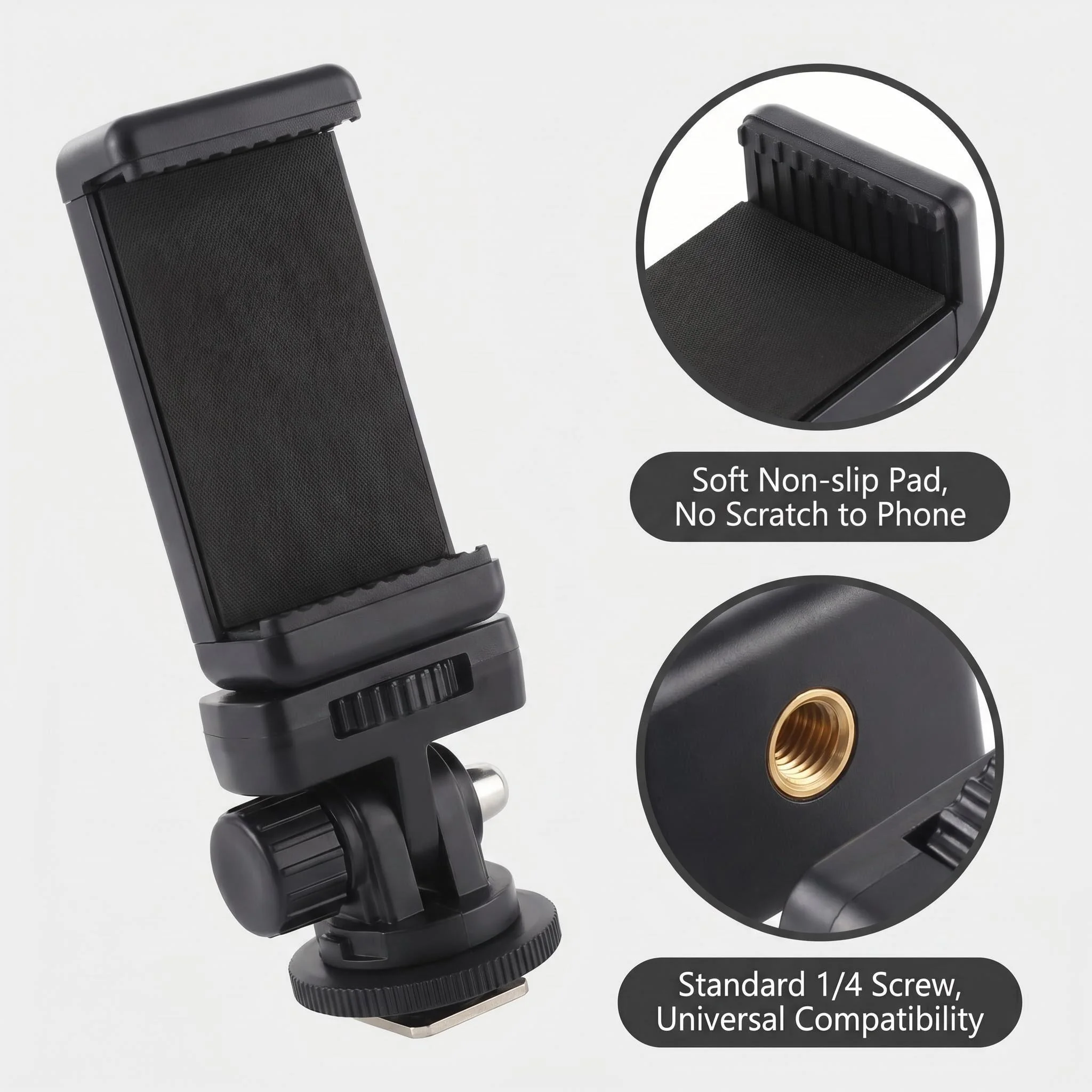 Camera Hot Shoe Phone Holder, Action Camera Adapter Kit for Dji Gopro Insta360, Phone Tripod Mount Cold Shoe for Iphone, Samsung