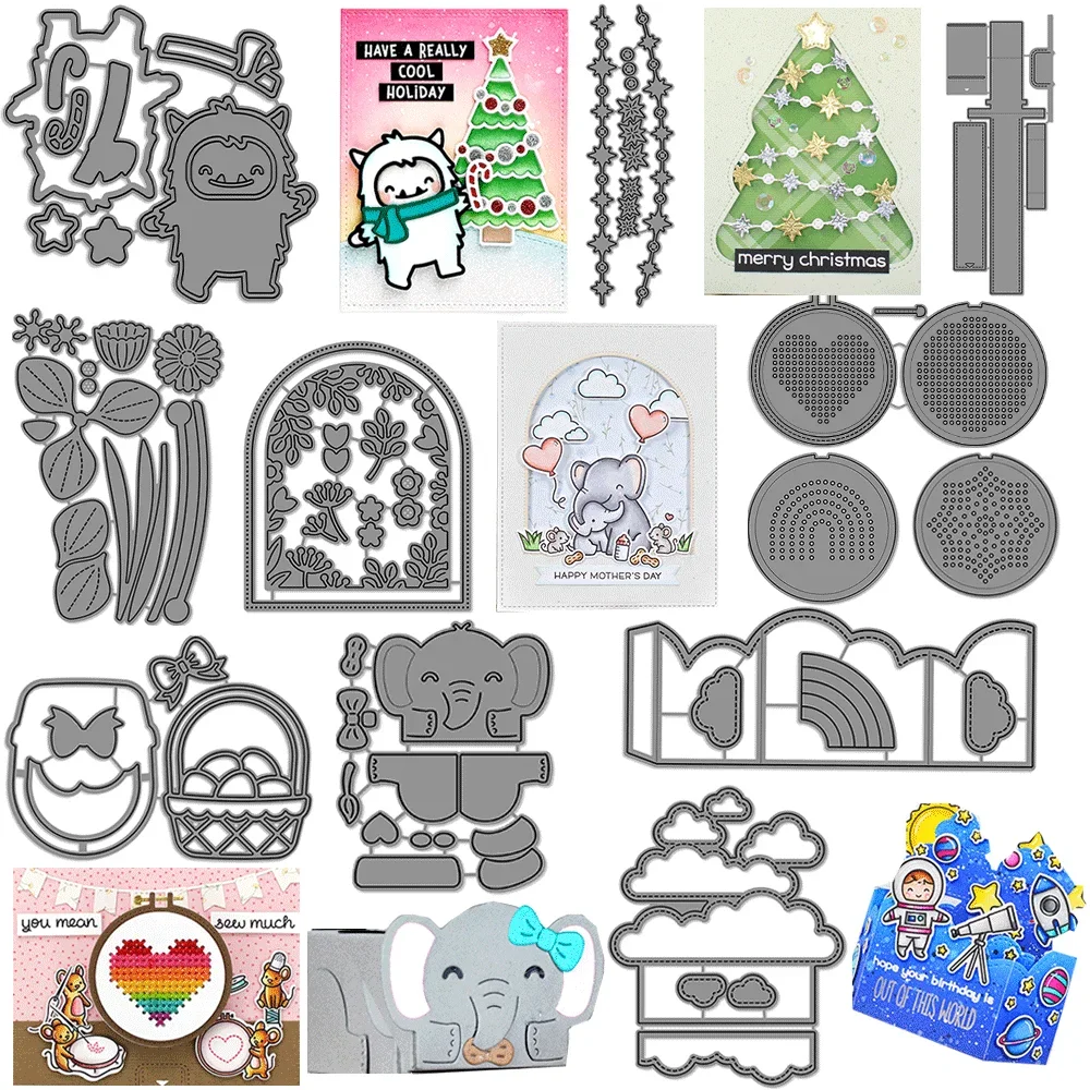 Winzige Geschenkbox, Metall-Stanzformen, Prägung, gestanzt, Weihnachten, Winter, Yeti für DIY-Kartenherstellung, Scrapbooking, Bastelbedarf