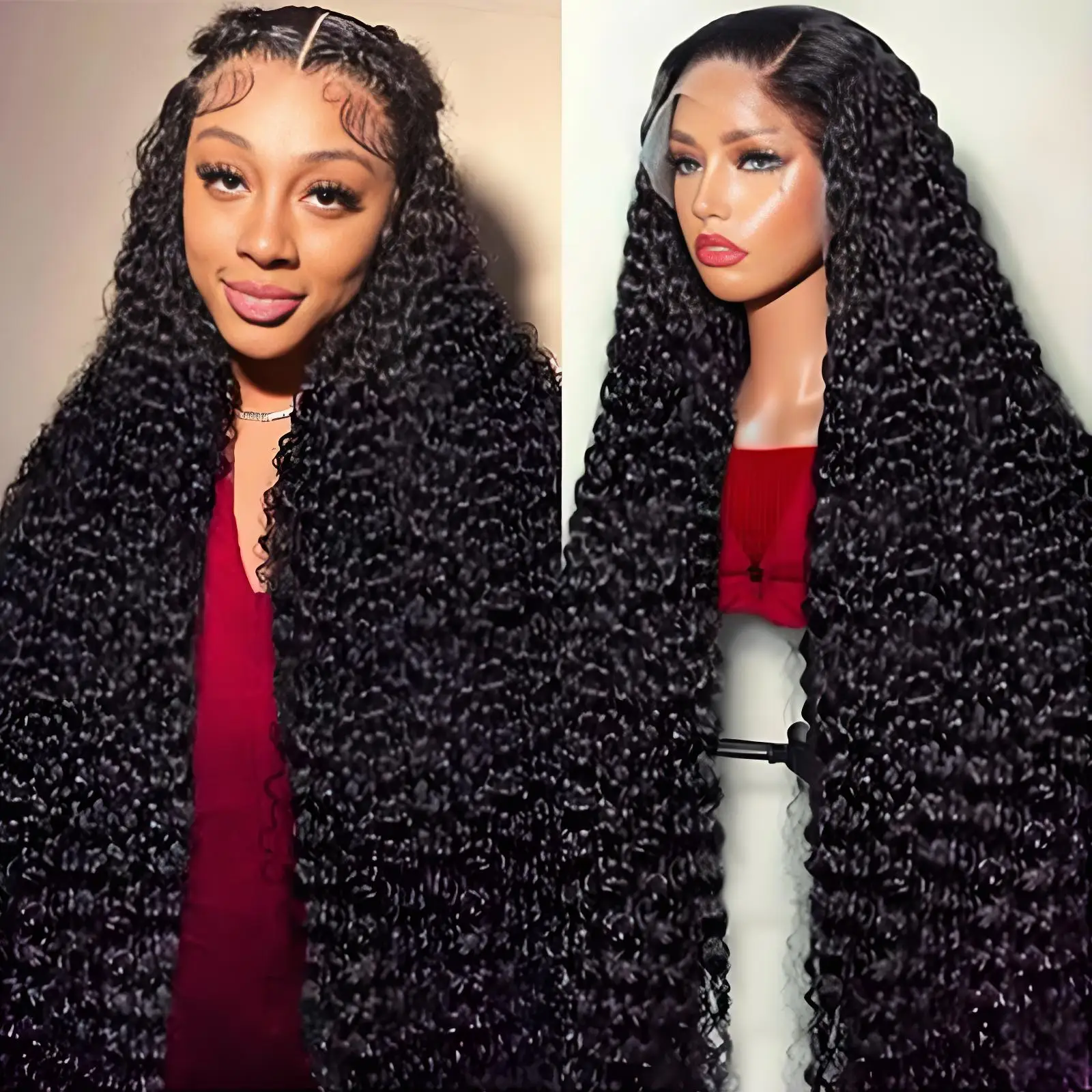 

Прозрачные парики с кружевной вставкой 13x4 и 13x6, плотность 250, из натуральных волос, с эффектом водной волны, кудрявые, 40-46 дюймов, глубокая волна, для женщин