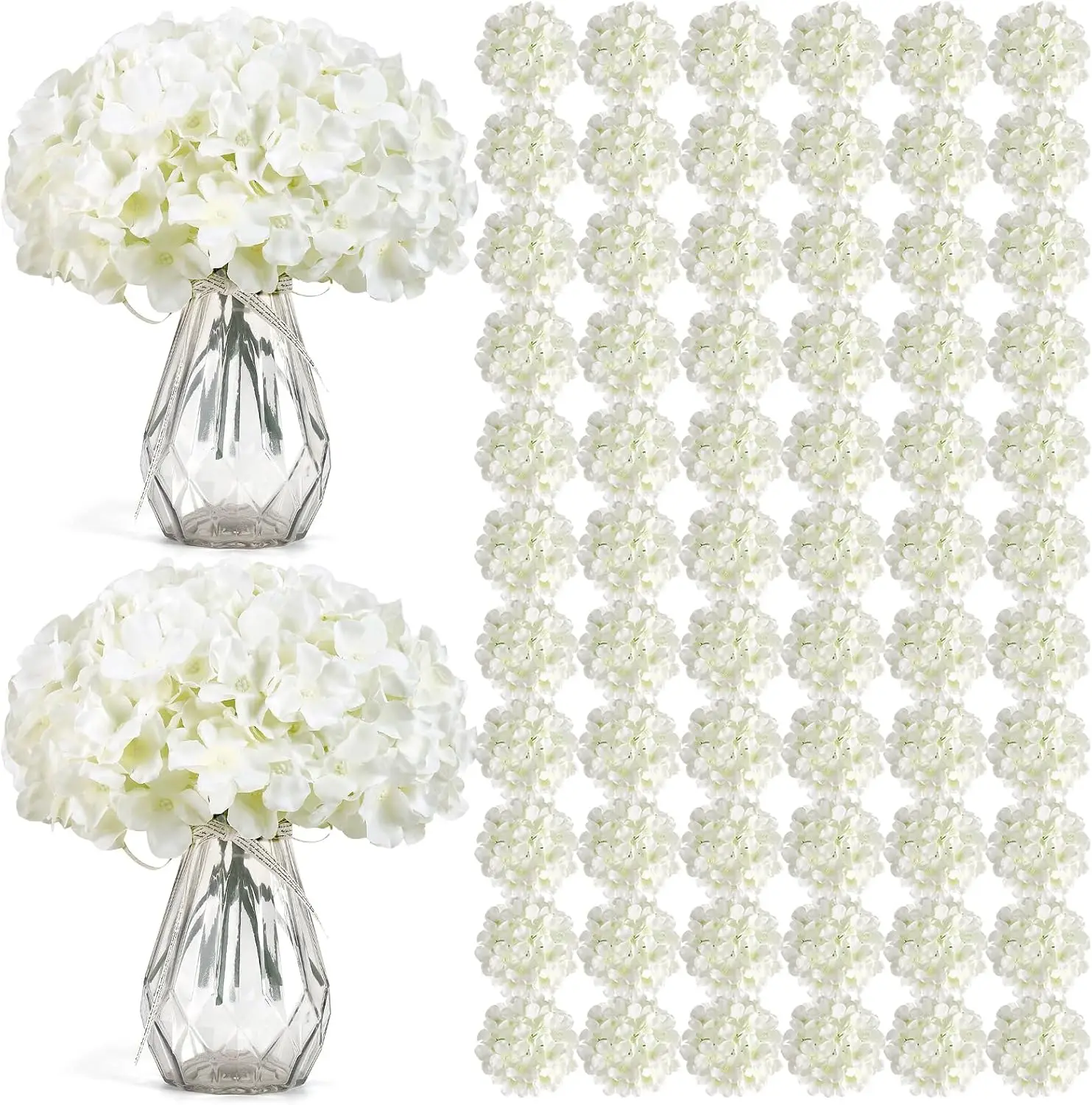 

104 PCS Silk Hydrangea Artificial Flowers with Stems, Ivory Full Blooms for Wedding Centerpieces and Home Garden Party Decor
