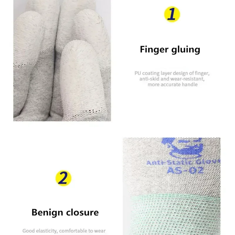 MECHANIC AS02 Durable Anti-static Carbon Fiber Gloves PU Coating Layer Electronic Parts Tablet Phone Repair Protective Gloves
