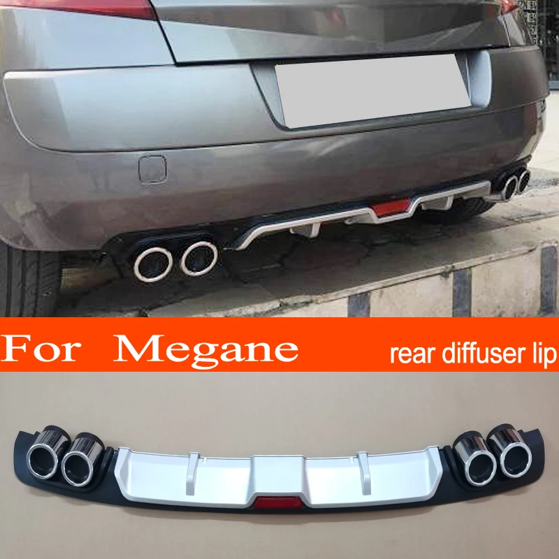 Renault Megane 2 SD HB ABS Plastic Silver / Black Car Rear Bumper Rear Diffuser Spoiler Lip for Renault Megane 2 SD HB