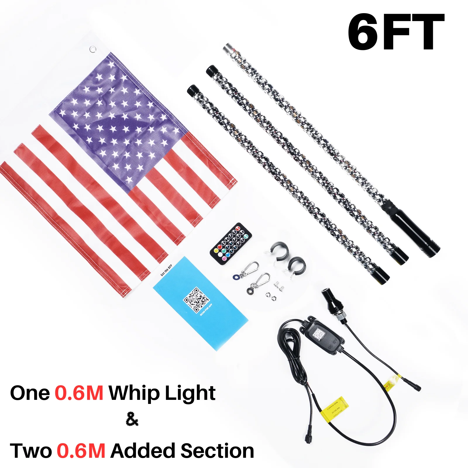 1Pc 4/5/6FT LED Zweep Licht Splitable APP Afstandsbediening Ambient LED Licht voor UTV ATV Polaris RZR Can-Am Maverick X3 UTV ATV RZR