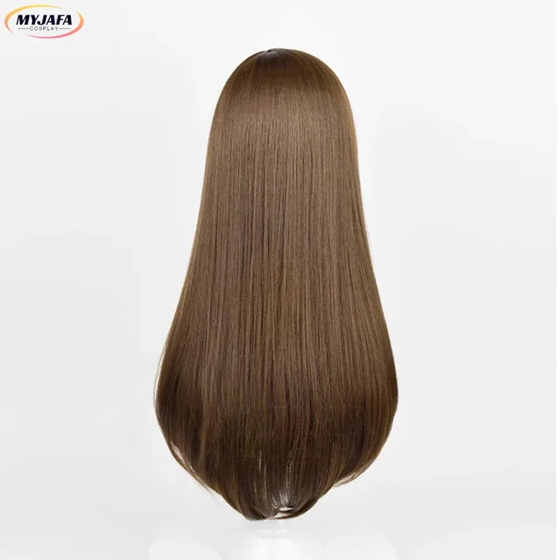 2025 موموزونو نانامي تأثيري أنيمي طويل براون مستقيم مقاومة للحرارة الاصطناعية الشعر لعب الأدوار الباروكات + غطاء شعر مستعار