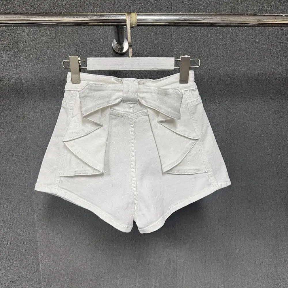Retro Women's Summer New High-waisted and Thin Spice Girls Bow Shorts Hip-wrapped Hot Pants