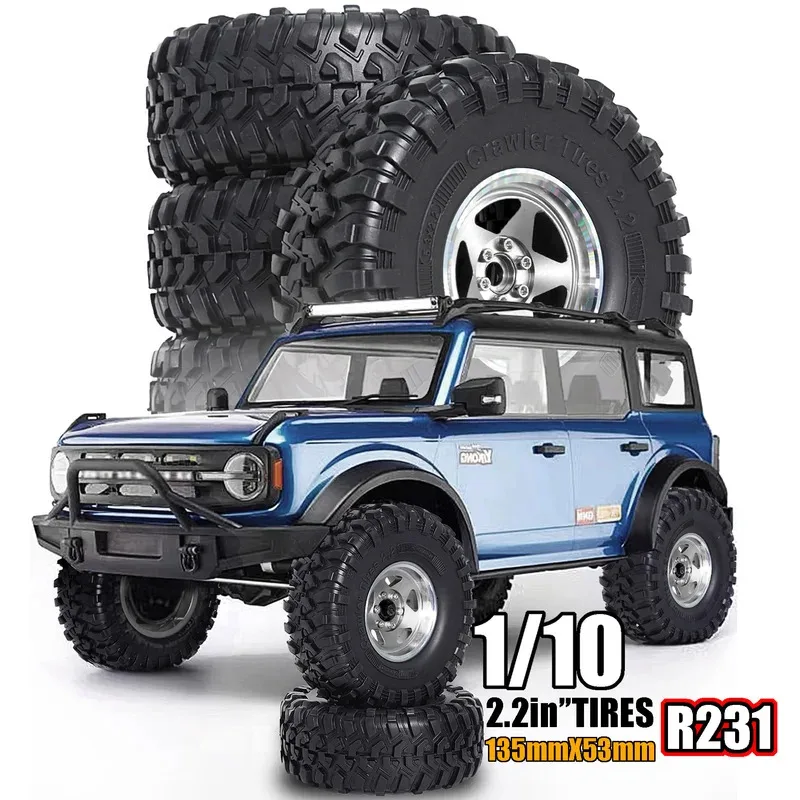 

4pcs 2.2" Beadlock Wheels and Tires for 1/10 RC Crawler SCX10 III 90046 TRX4 D90 2.2in Beadlock RC Rims 2.2in RC Beadlock Tires