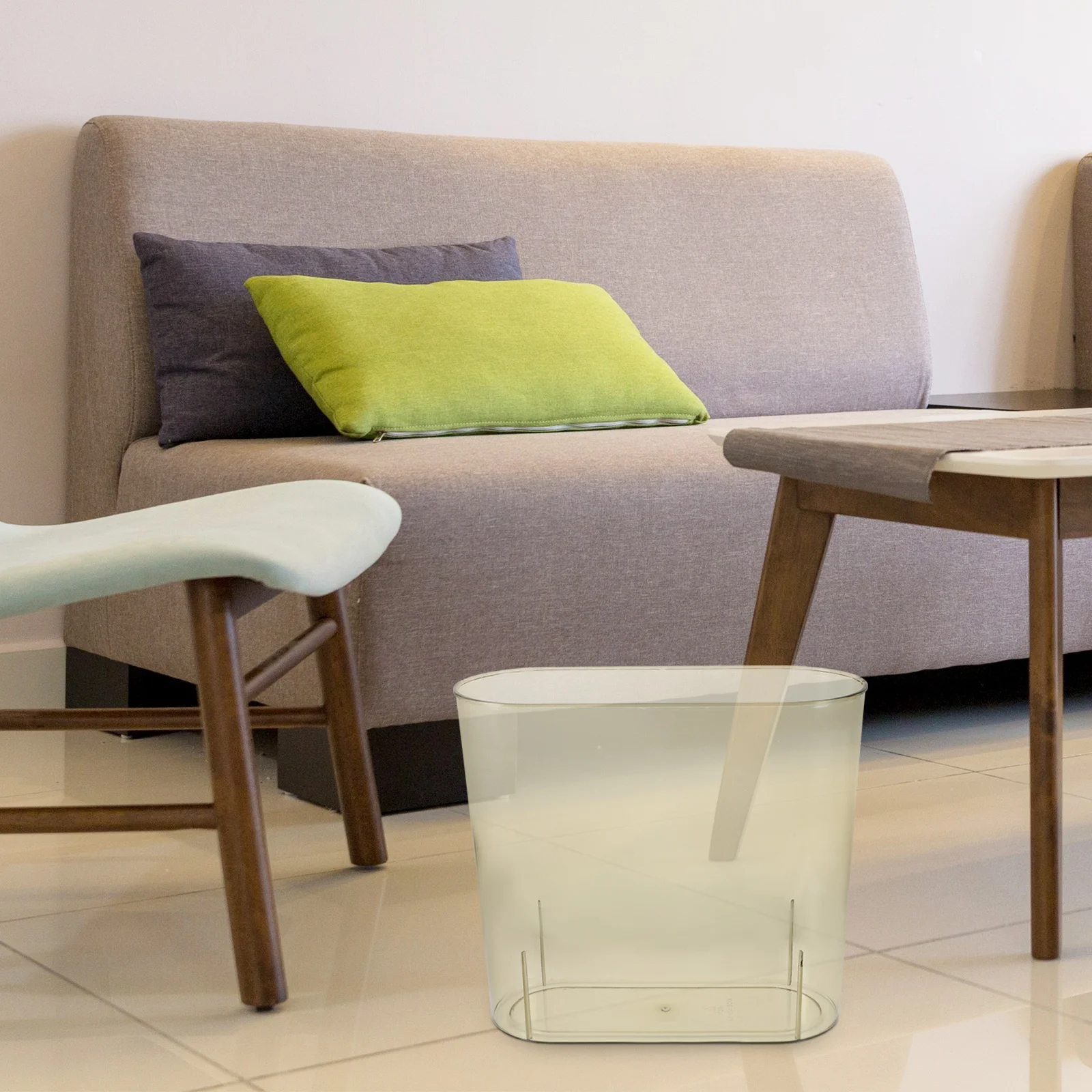 

No Lid Slim Clear Trash Can Multi-Functional Compact Plastic Waste Basket for Bathroom Kitchen Bedroom Office Use